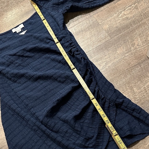 Lost Ink navy blue poof sleeve ruched Elegant Blue Dress Size 12 - Picture 10 of 12